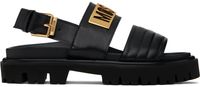 Moschino Black Maxi Logo Plate Calfskin Sandals
