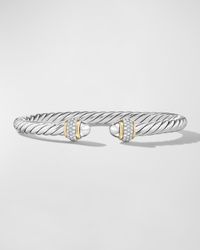 Cable Bracelet with Diamonds in Silver and 18K Gold, 5mm