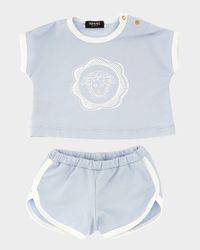 Boy's Logo-Print Fleece Top & Shorts Set, Size 3M-18M