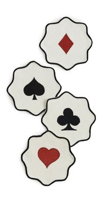 Misette Embroidered Linen Coasters Multi One Size