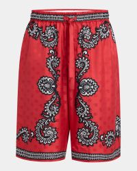 Men's Bandana-Print Silk Shorts