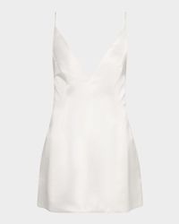 Giavanna Plunging Satin Mini Dress