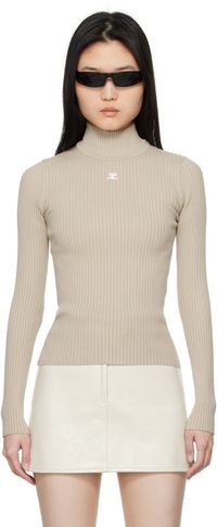 Courrèges Black Reedition Rib Knit Mock Neck Sweater
