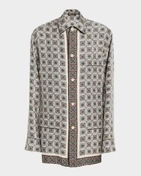 Lian Floral Tile-Print Silk Shirt
