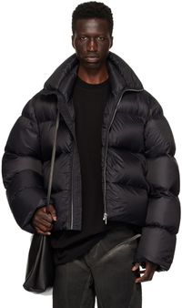 Rick Owens Blouson noir rembourré en duvet à glissière - Porterville