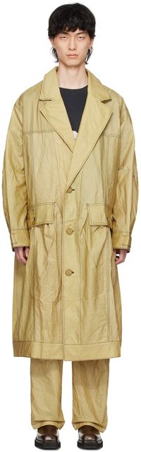 Eckhaus Latta Beige Coated Trench Coat
