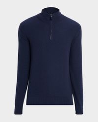 Men's Cashmere Waffle-Knit Quarter-Zip Sweater