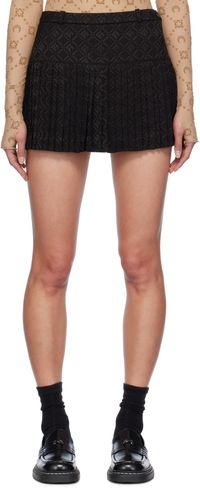 Marine Serre Minijupe façon tailleur noire à plis et à logos en tissu jacquard
