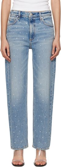 rag & bone Blue 'The Harlow' Mid-Rise Ankle Straight Jeans