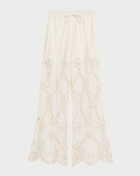 Daisy Wide-Leg Eyelet Pants