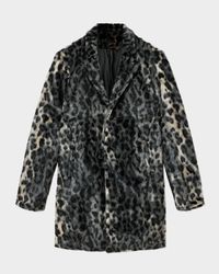 Men's Templeton Leopard-Effect Faux Fur Top Coat