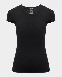 Scoop-Neck Short-Sleeve Tee, Black
