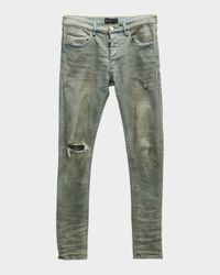 Men's P001 Light Dirty Wax Skinny Jeans