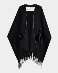 Ruana Shawl W/ Faux Fur Trim