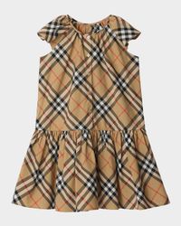 Girl's Talley Cotton Check Drop-Waist Dress, Size 3-14