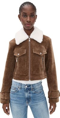 Avec Les Filles Wide Sleeve Corduroy Bomber Chocolate/Ivory XL