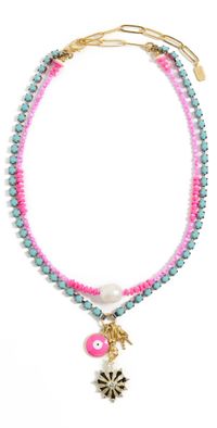 Elizabeth Cole Azura Layers Necklace Turquoise Pink One Size