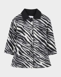 Girl's Zebra Faux Fur Coat, Size 4-6