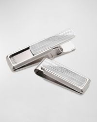 Etched Woodgrain Stainless Steel Money Clip