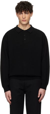 Uniform Bridge Black Collar L/S Knit Polo