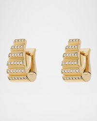 18K Yellow Gold Escalier Large Hoop Earrings with Pave Diamonds