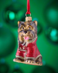 Yorkshire Terrier in Peacoat Christmas Ornament
