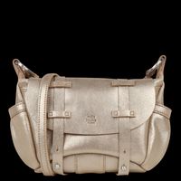 Mila Louise - Sac besace en cuir velours pailleté - Taille Unique - Beige