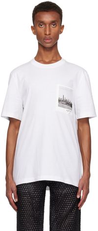 Helmut Lang T-shirt blanc à image de carte postale