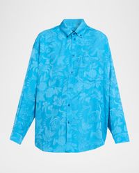 Long-Sleeve Button-Down Cocoon Shirt