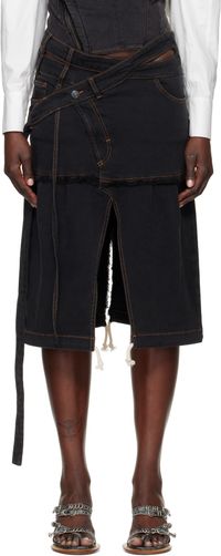 Ottolinger Gray Signature Wrap Denim Midi Skirt