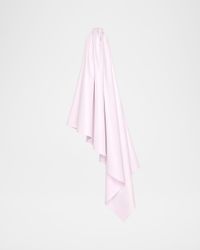 Asymmetric Draped Leather Halter Midi Dress