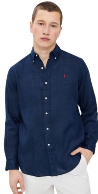 Polo Ralph Lauren Long Sleeve Linen Shirt Newport Navy M