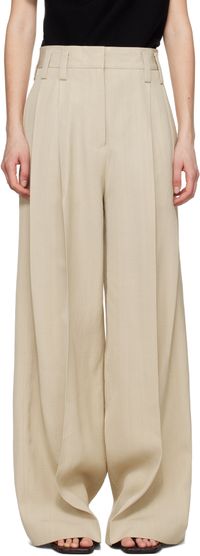 Jil Sander Beige Voluminous Pleated Trousers