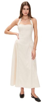 Line & Dot Greta Halter Maxi Dress Ecru M