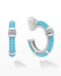 Blue Caviar Diamond Hoop Earrings