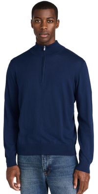Faherty Movement Quarter Zip Sweater Marine Navy Heather XL