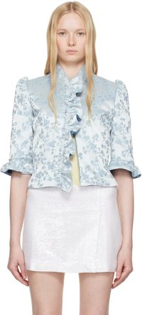 Coperni Blue Jacquard Slim-Fit Pleated Jacket