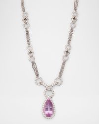 18K White Gold Pink Topaz and Diamond NecKlace