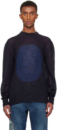Edward Cuming Navy Open Heart Sweater
