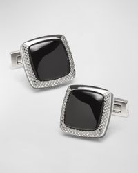 Men's Stainless Steel Black Onyx Cushion Cufflinks