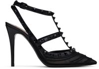 Valentino Garavani Black Rockstud Mesh 100mm Heels