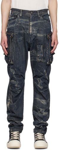 Julius Blue Bleached Denim Cargo Pants