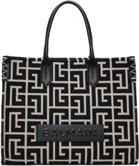 Balmain Cabas 42 noir et blanc cassé à monogrammes - B-Army