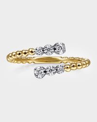 14K White and Yellow Gold Bujukan Ball and Diamond Open Bypass Ring