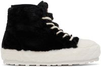 Marni Baskets de tennis noir et blanc en fourrure synthétique