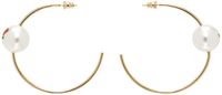 Safsafu Gold Pearl & Roses Hoop Earrings