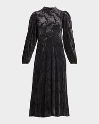 Regine Long-Sleeve Burnout Midi Dress