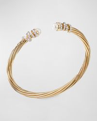Helena 18k Pearl & Diamond Wrapped Bangle, Size L