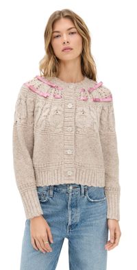 LoveShackFancy Clementian Cardigan Oatmeal Melange XS