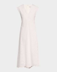 Aven Eyelet A-Line Midi Dress